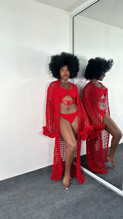 Crochet robe with bikini