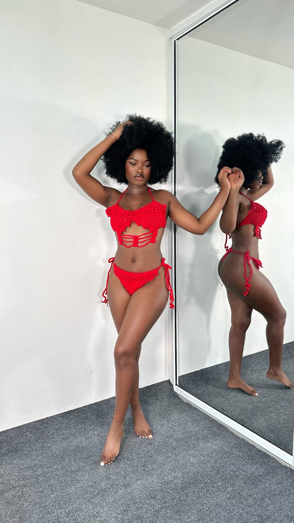 Corset bra crochet bikini set