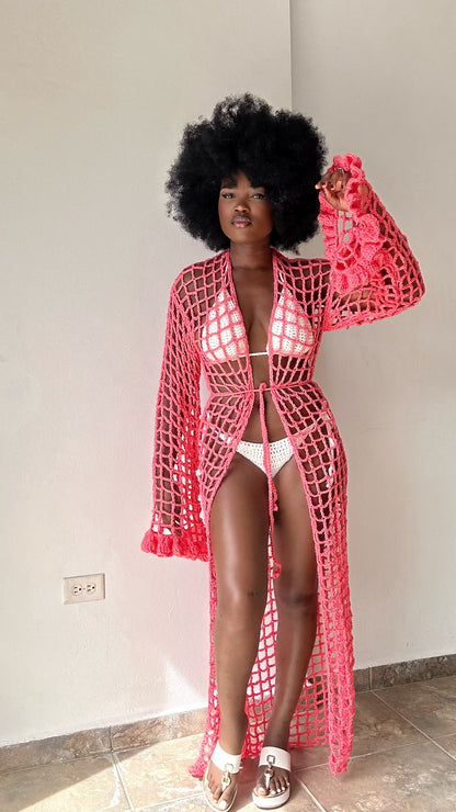 Crochet robe with bikini