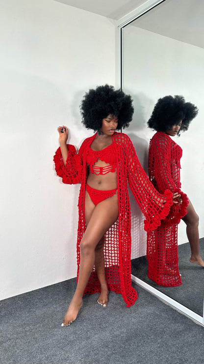 Crochet robe with bikini