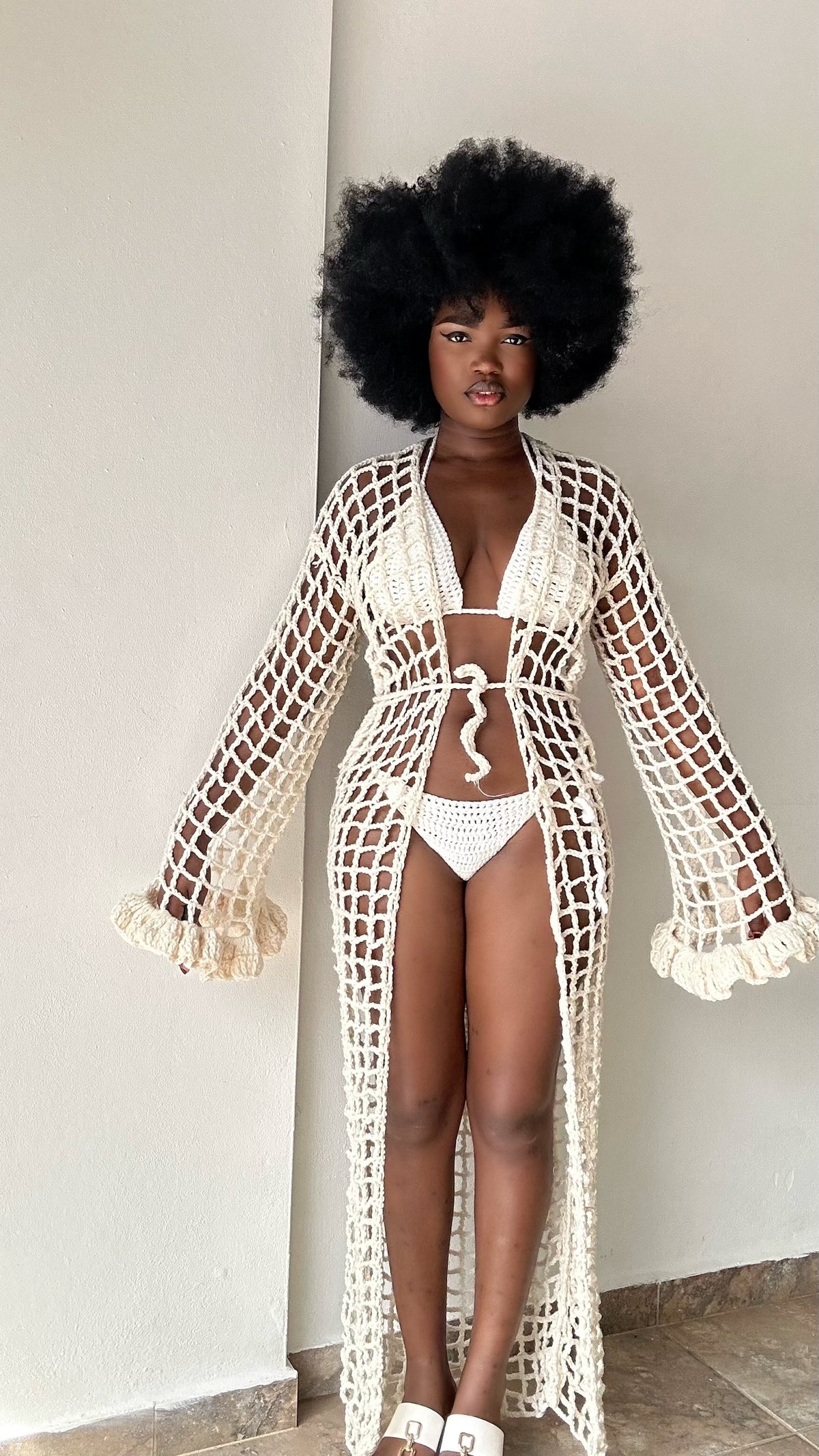 Crochet robe with bikini
