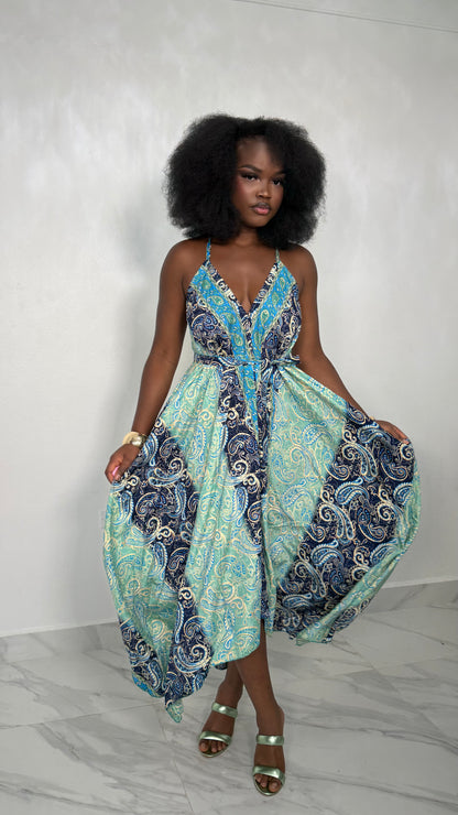 Maxi Dress – Boho Summer V-Neck Flowy Dress