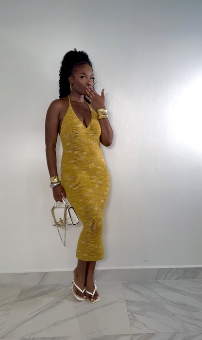 V neck midi dress